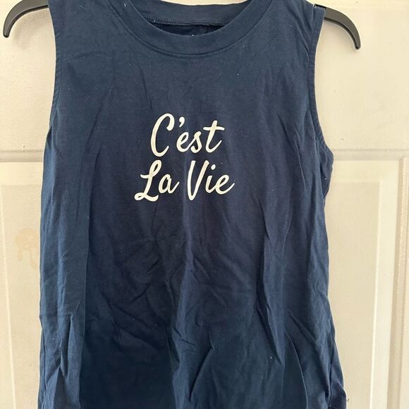 2/$15 Navy Blue Graphic Tank - Picture 1 of 3